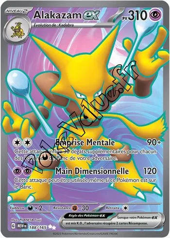 Carte Pokémon Alakazam ex  n°188 de la série 151