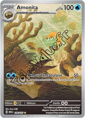 Carte Pokémon Amonita  n°180 de la série 151