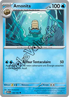 Carte Pokémon Amonita  n°138 de la série 151