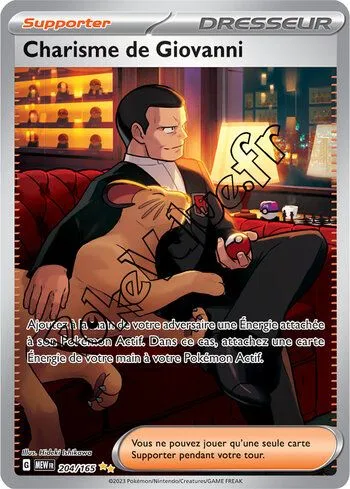 Carte Pokémon Charisme de Giovanni n°204 de la série 151