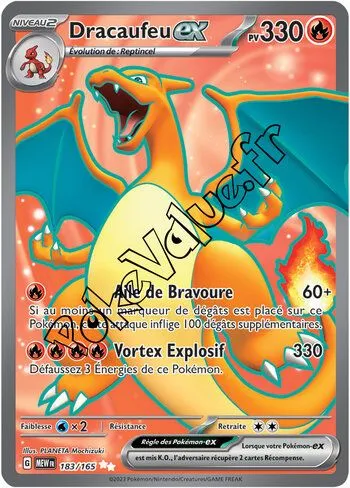 Carte Pokémon Dracaufeu ex  n°183 de la série 151
