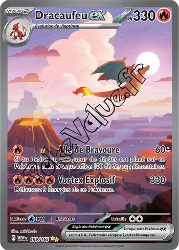 Carte Pokémon Dracaufeu ex  n°199 de la série 151