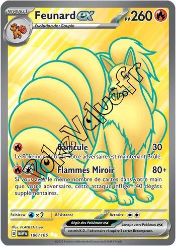 Carte Pokémon Feunard ex  n°186 de la série 151