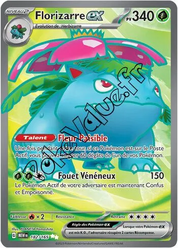 Carte Pokémon Florizarre ex  n°182 de la série 151