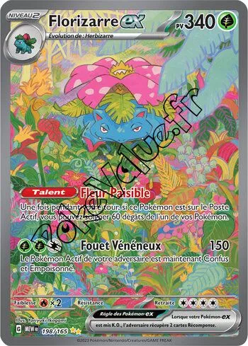 Carte Pokémon Florizarre ex  n°198 de la série 151