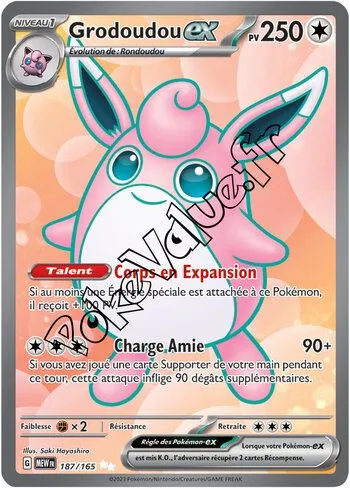 Carte Pokémon Grodoudou ex  n°187 de la série 151