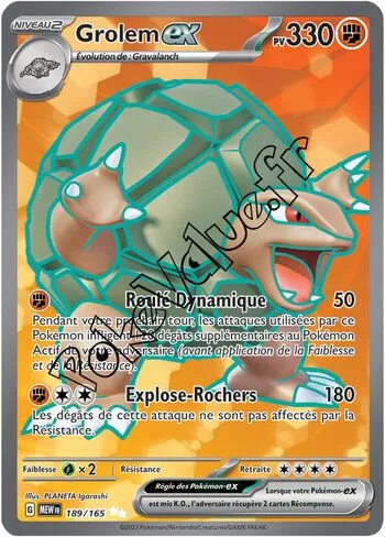 Carte Pokémon Grolem ex  n°189 de la série 151