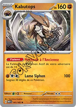 Carte Pokémon Kabutops  n°141 de la série 151