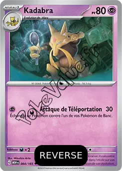 Carte Pokémon Kadabra  Reverse n°064 de la série 151