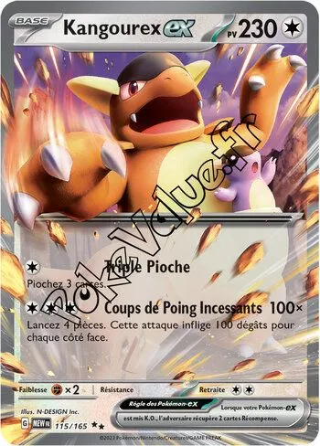 Carte Pokémon Kangourex ex  n°115 de la série 151