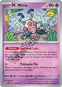 Carte Pokémon M. Mime  n°122 de la série 151