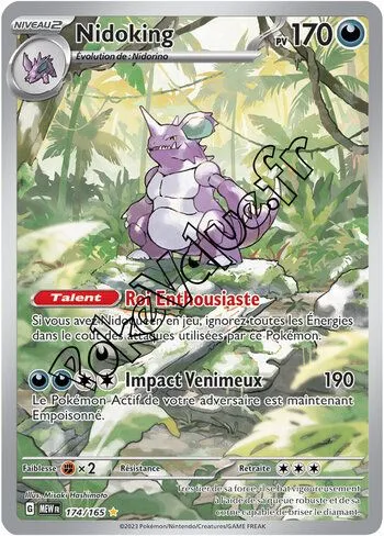 Carte Pokémon Nidoking  n°174 de la série 151