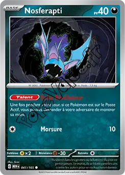 Carte Pokémon Nosferapti  n°041 de la série 151