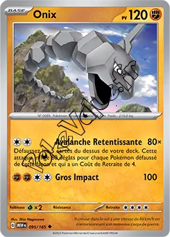 Carte Pokémon Onix  n°095 de la série 151