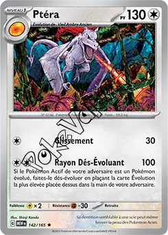 Carte Pokémon Ptéra n°142 de la série 151