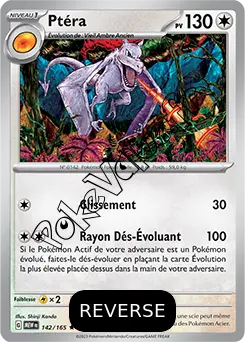 Carte Pokémon Ptéra Reverse n°142 de la série 151