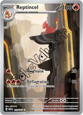 Carte Pokémon Reptincel  n°169 de la série 151