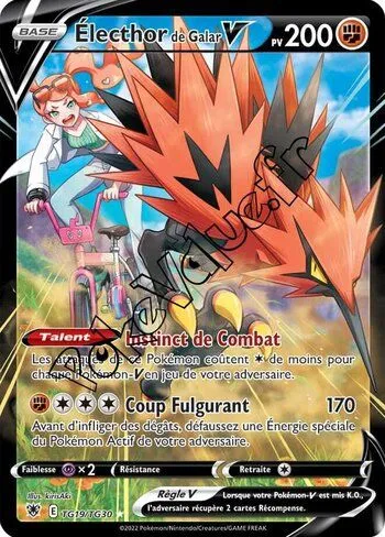 Carte Pokémon Électhor de Galar V  n°TG19 de la série Astres Radieux