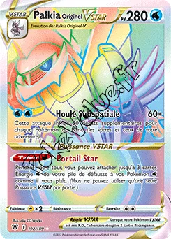 Carte Pokémon Palkia Originel VSTAR n°192 de la série Astres Radieux