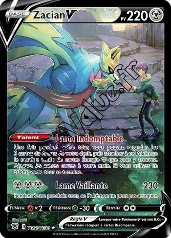 Carte Pokémon Zacian V  n°TG21 de la série Astres Radieux