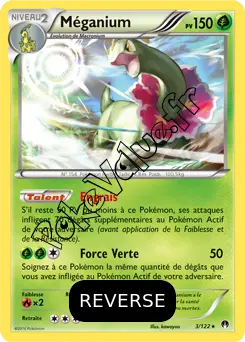 Carte Pokémon Meganium  Reverse n°3 de la série Rupture Turbo