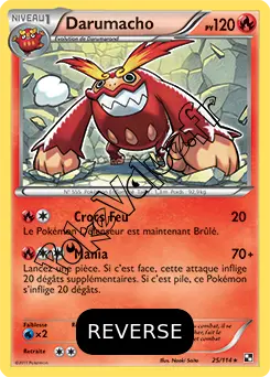 Carte Pokémon Darumacho Reverse n°25 de la série Noir et Blanc