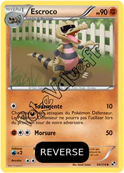 Carte Pokémon Escroco  Reverse n°64 de la série Noir et Blanc