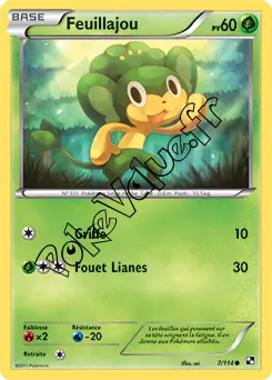 Carte Pokémon Feuillajou n°7 de la série Noir et Blanc
