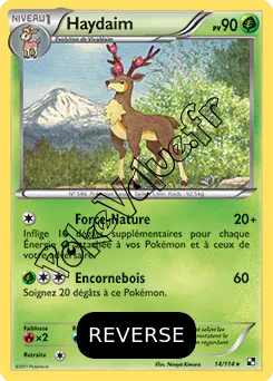 Carte Pokémon Haydaim Reverse n°14 de la série Noir et Blanc