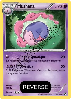 Carte Pokémon Mushana Reverse n°49 de la série Noir et Blanc