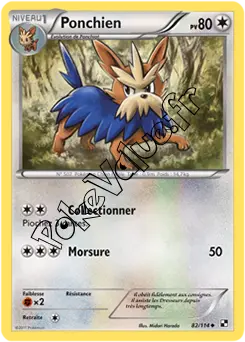 Carte Pokémon Ponchien n°82 de la série Noir et Blanc
