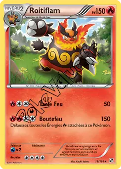 Carte Pokémon Roitiflam n°19 de la série Noir et Blanc