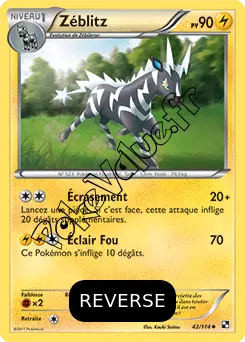 Carte Pokémon Zéblitz Reverse n°42 de la série Noir et Blanc