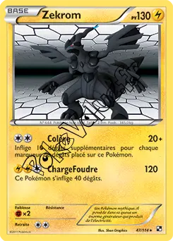 Carte Pokémon Zekrom  n°47 de la série Noir et Blanc