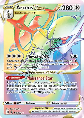 Carte Pokémon Arceus VSTAR  n°176 de la série Stars Étincelantes