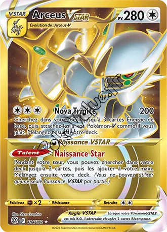 Carte Pokémon Arceus VSTAR n°184 de la série Stars Étincelantes
