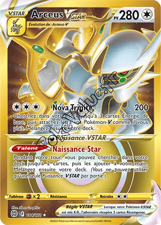 Carte Pokémon Arceus VSTAR  n°184 de la série Stars Étincelantes