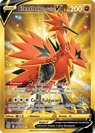 Carte Pokémon Électhor de Galar V  n°182 de la série Stars Étincelantes
