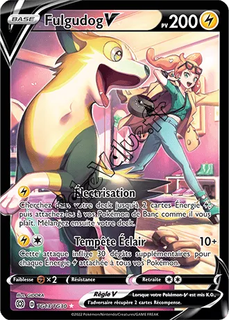 Carte Pokémon Fulgudog V  n°TG13 de la série Stars Étincelantes