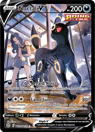 Carte Pokémon Noctali V n°TG22 de la série Stars Étincelantes