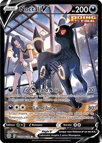 Carte Pokémon Noctali V  n°TG22 de la série Stars Étincelantes