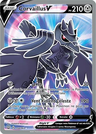 Carte Pokémon Corvaillus V  n°156 de la série Styles de Combat