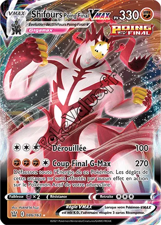 Carte Pokémon Shifours Poing Final VMAX  n°86 de la série Styles de Combat
