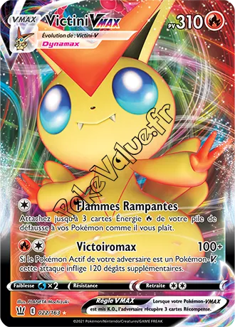 Carte Pokémon Victini VMAX  n°22 de la série Styles de Combat
