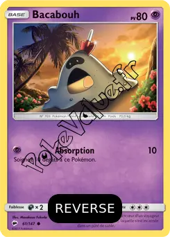 Carte Pokémon Bacabouh  Reverse n°61 de la série Ombres Ardentes