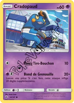 Carte Pokémon Cradopaud  n°54 de la série Ombres Ardentes