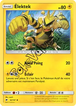 Carte Pokémon Élektek n°42 de la série Ombres Ardentes