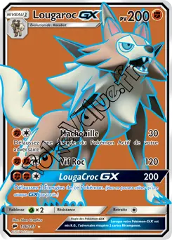 Carte Pokémon Lougaroc GX n°136 de la série Ombres Ardentes
