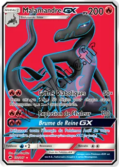 Carte Pokémon Malamandre GX n°132 de la série Ombres Ardentes