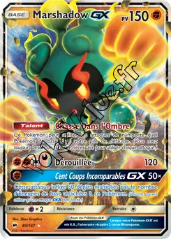 Carte Pokémon Marshadow GX  n°80 de la série Ombres Ardentes